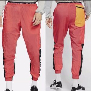 Nike Red and Orange Sweatpants Tapered Fit Elastic Cuffs